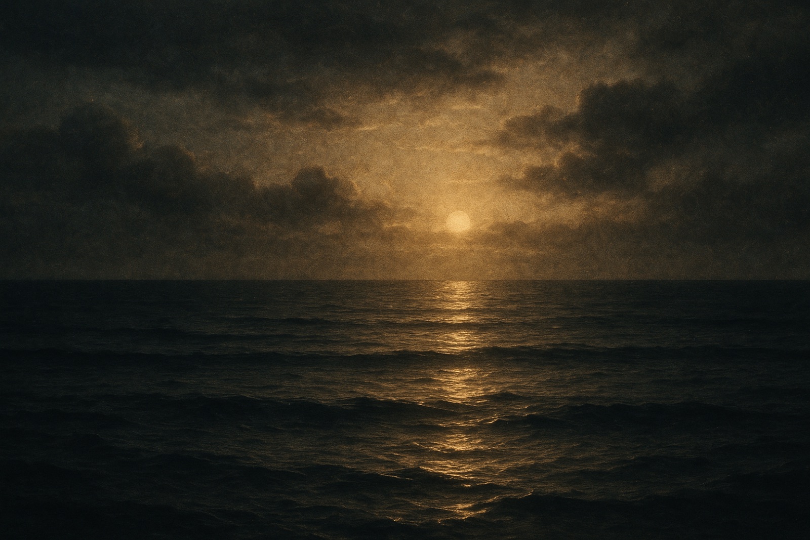 Gentle sunrise over a calm sea with soft clouds creating a peaceful seascape.